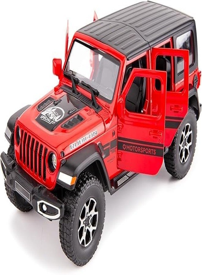 KING FORU Scale Exclusive Alloy Metal Pull Back Die-cast Car Model with Sound Light Mini Auto Toy for Kids Metal Model Toy Car with Sound and Light (1.22 Scale Rubicon CAR-RED) - Image 1